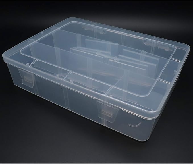 Xiaoyztan Clear Plastic Organizer, 12 Grids with Adjustable Dividers, Jewelry Box Bead Storage Container for Small Parts, Fishing Tackle, DIY Crafts, and Earrings