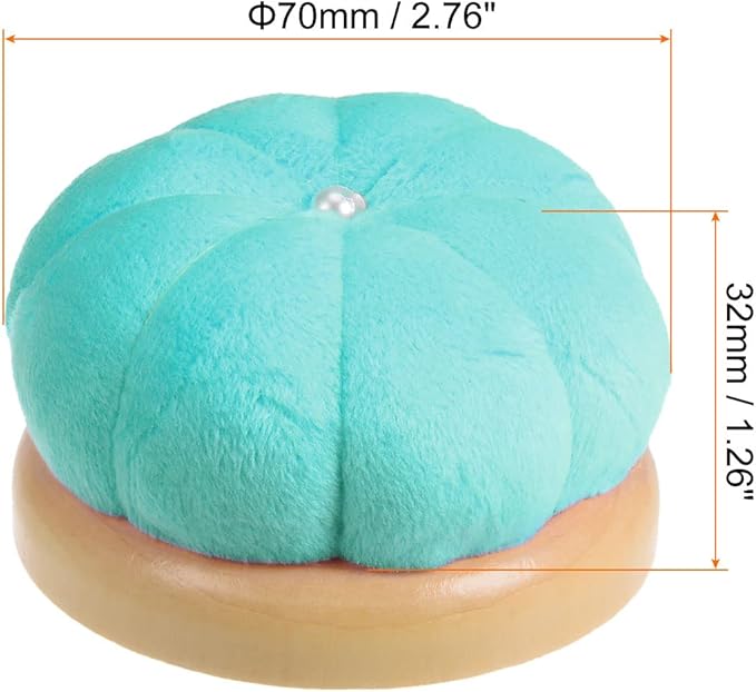 HARFINGTON Wooden Base Needle Pincushions Japanese Style Pin Cushions Round Pin Cushion Needle Holder for Sewing Quilting Needlework DIY Crafts, Moon Green