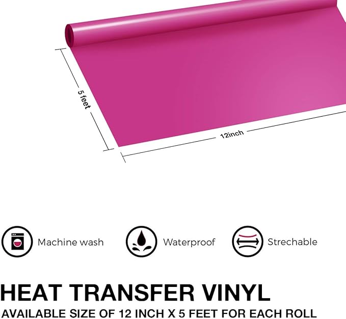 JANDJPACKAGING HTV Heat Transfer Vinyl Bundle - 12" x 5ft HTV Vinyl Rolls for All Cutting Machines 12Pack Assorted Colors Iron on Vinyl Bundle