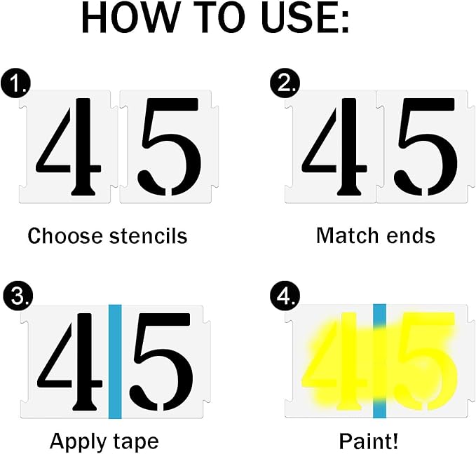 YEAJON 2 Inch Curb Stencil Kit 0-9 Address Number Stencils, 20Pcs Reusable 14 Mil Mylar Plastic Templates for Painting on Road, Wall, Wood, Mailbox