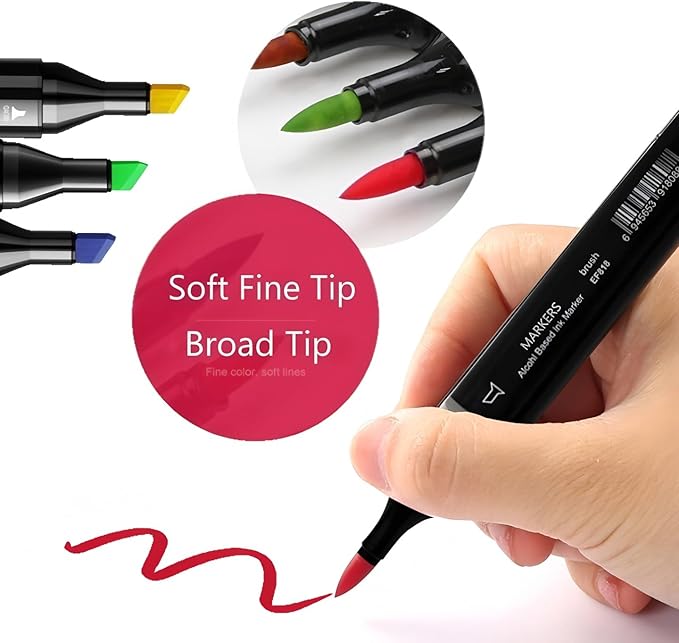 6PCS Skin Tone Markers Set, Double Tipped Soft Fine Tips and Brush Art Marker Set for Artist Adults Coloring Sketching (Deep)