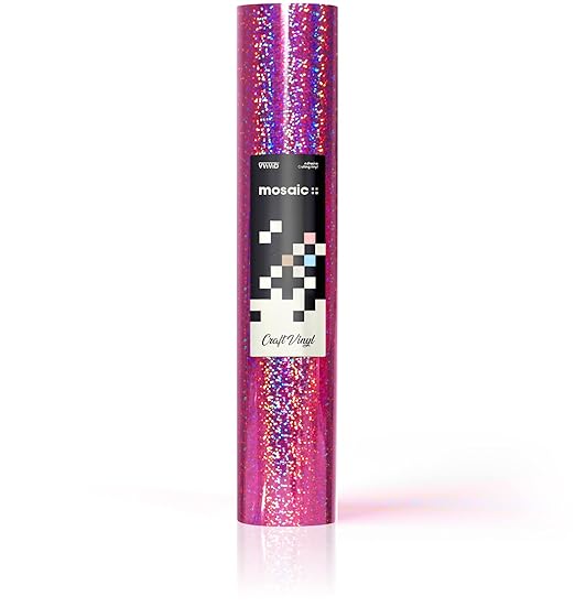 Mosaic+ Crafting Vinyl, by VViViD (Pink Holographic Glitter, 1ft x 5ft)