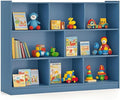 Toy Storage Organizer, 2-Tier Kids Bookshelf, 5 Cube Kids' Bookcases, Cabinets & Shelves, Wooden Toy Organizers, Small Book Shelf for Bedroom, Playroom, Classroom, Nursery (Blue, 3-Tier)