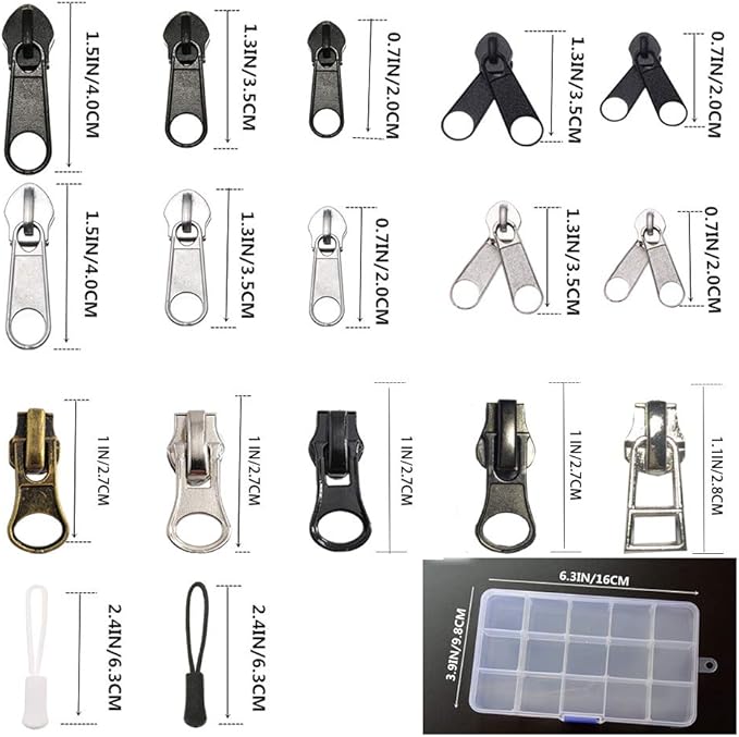 JOSDIOX 255-Piece Zipper Repair Kit – Replacement Sliders (#3, #5, #8), Install Pliers Tool, and Zip Extension Pulls for Jackets, Luggage, Backpacks, Tents, and Sleeping Bags
