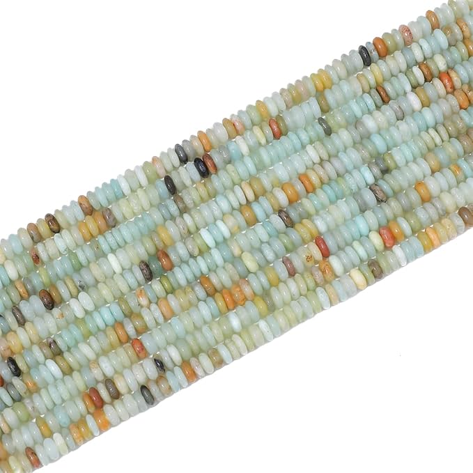 Natural Amazonite Disk Stone Beads 4x2mm 160pcs Rondelle Loose Semi Gemstone Beads for Jewelry Making Design