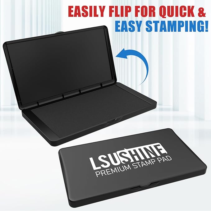 Large Stamp Pad, 6.1 x 3.4 Inch Black Ink Pad Premium Quality Felt Pad Rubber Stamp Ink Pad for Office, Home