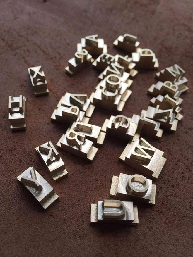 26 Interchangeable Alphabet & Number Mold Set with T-Slot Holder | Custom Brass Engraving Tools for Leather, Wood, Hot Foil Machines | DIY Symbol Dies, Stamping Imprint Templates (Set A)