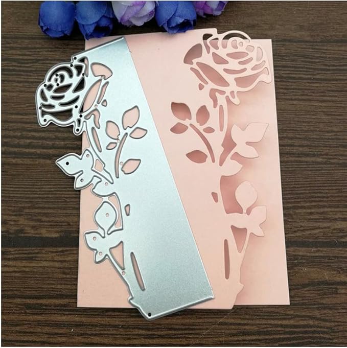 Lapoo Flowers Metal Cutting Die for Scrapbooking - Durable, Cut Stencils for DIY Scrapbook Photo Album Decorative Paper Card, Card Making Supplies, Embossing (Rose Flower 4.6 x 1.9 in)