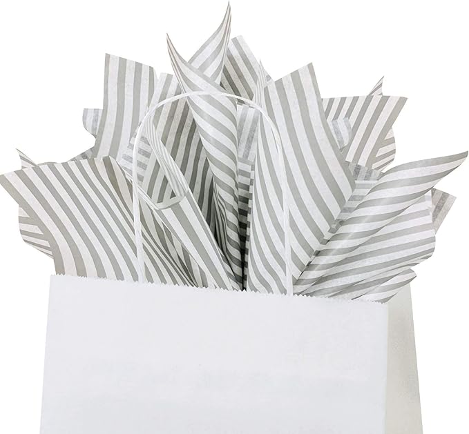 Flexicore Packaging Gray Pin Stripe Print Gift Wrap Tissue Paper Size: 15 Inch X 20 Inch | Count: 10 Sheets | Color: Gray Pin Stripe