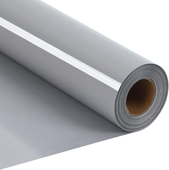 RENLITONG Grey Iron on Vinyl 12Inch by 20ft Roll HTV Heat Transfer Vinyl for T-Shirt HTV Rolls for All Cutter Machine - Easy to Cut & Weed for Heat Transfer Design