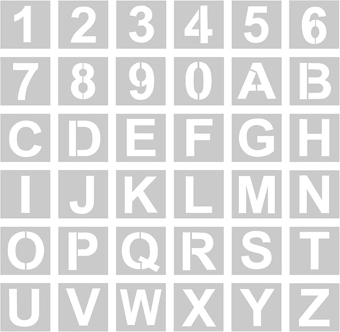 WISYOK 1 Inch 36 Pcs Letter Stencils and Numbers, Reusable Plastic Alphabet Art Craft Templates for Wood, Wall, Fabric, Rock, Signage,Cake,DIY