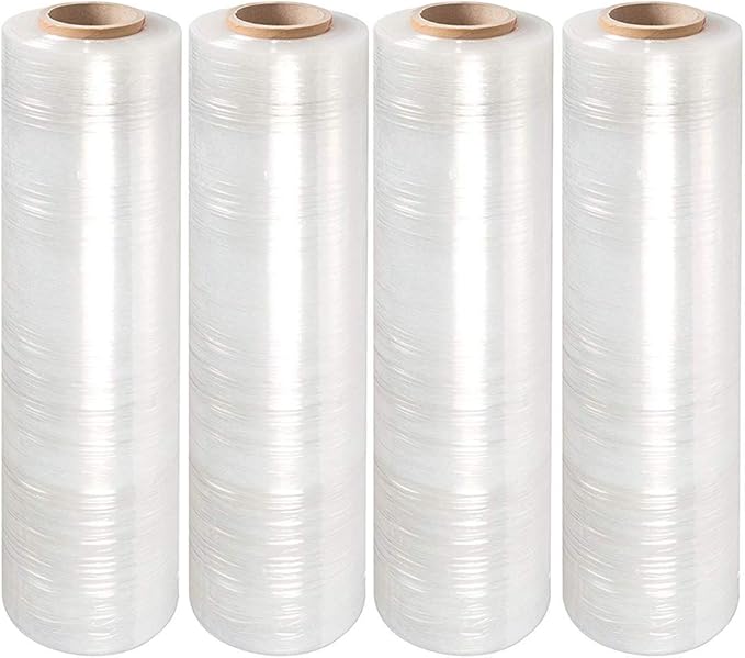 PackageZoom 8 Rolls 15" x 1500 Ft Stretch Wrap Heavy Duty, 55 Gauge High Performance Stretch Film Replaces 80 Gauge Low Films, Clear Hand Stretch Wrap