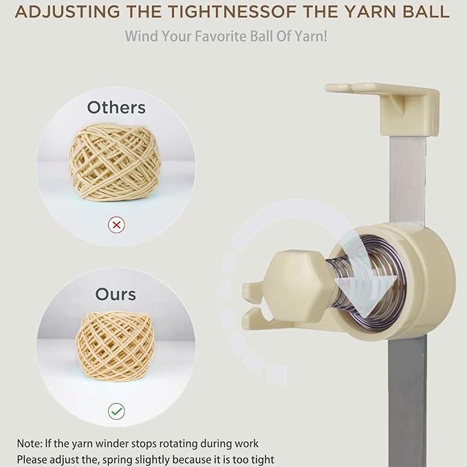 Electric Yarn Winder for Crocheting - Large Capacity Yarn Ball Winder for Knitting, Adjustable Yarn Ball Tension,Stepless Speed, Good Helper for Knitting Lovers, Cream