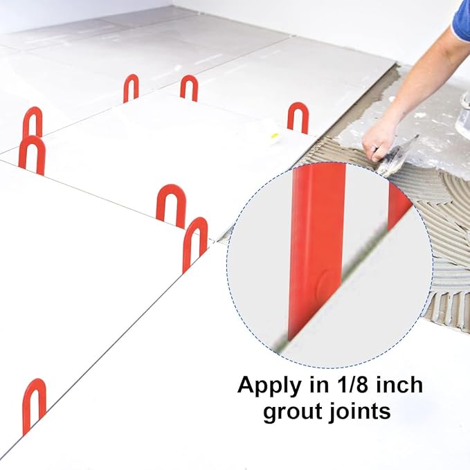 DGSL Tile Leveling System Tile Spacers 1/8 Inch, 1000 pieces Horseshoe Shim U Shape Plastic Tile Leveling Clips for Various Types of Tile Leveling (Red)