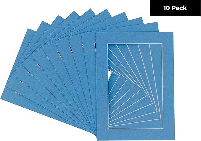 11x14 Mat for 8.5x11 Photo - Precut Bay Blue Picture Matboard for Frames Measuring 11 x 14 Inches - Bevel Cut Matte to Display Art Measuring 8.5 x 11 Inches - Acid Free Pack of TEN MATS