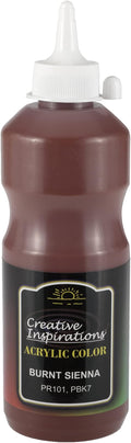 Creative Inspirations Acrylic Paint - Burnt Sienna - 500 mL Bottle - Smooth & Creamy Consistency, Vibrant Pigmentation, Great Coverage for Artists - Clean Up with Soap & Water