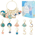 SUNNYCLUE 1 Box 20Pcs Stitch Markers Crochet Stitch Marker Cute Planet Moon Star Enamel Charms Clip On Removable Lobster Clasp Zipper Pull Charm Locking Knitting Markers for Weaving Sewing Quilting