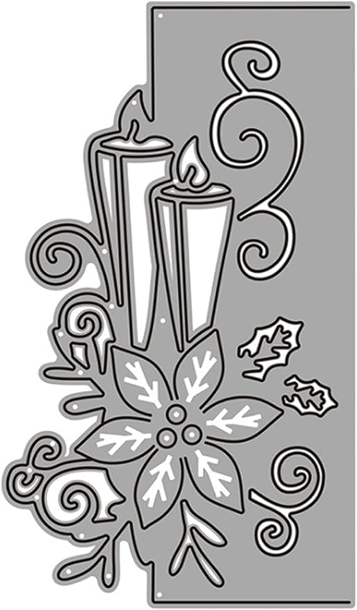 Metal Cutting Dies DIY Merry Christams Embossing Stencil Template Scrapbooking Card Making Mold Photo Album Arts Crafts Tools (Christmas Candle lace-7.6x12.9cm)