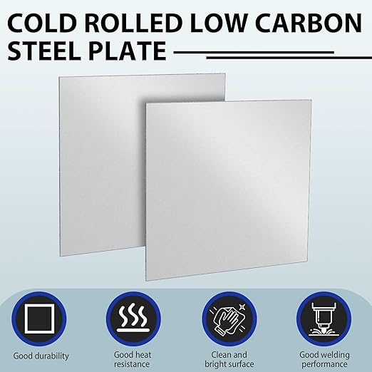 1 Pcs 16 Gauge 8 x 8 Inch Metal Steel Sheet Steel Plate Mild Carbon Cold Rolled Square Weldable Metal Panels for Outside Industrial DIY Use Projects Weld Accessories