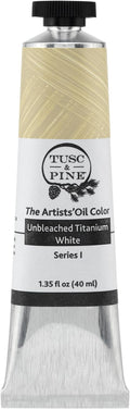 Tusc & Pine Artist Oil Paint - Unbleached Titanium White, 40 ml, Non-Yellowing, Rich & Creamy Consistency, Maximum Pigment Load, Small Batch Milled Oil Paints Made in the USA for Professional Artists