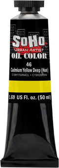 Soho Urban Artist Oil Paint - Cadmium Yellow Deep Hue, 50 ml Tube - Best Valued Oil Colors for Painting, Excellent Pigment Load