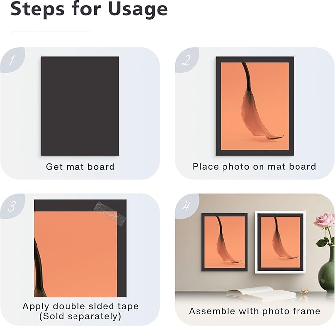 Golden State Art, 11x14 Uncut Photo Mat Matboard - Black Uncut Mats for DIY Projects, Presentation Boards, Art Crafts (50 Pack)