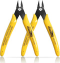 Flush Cutters, 2 Pack Side Cut Nippers, 5 Inch Micro Flush Cut Pliers with Spring, Mini Wire Cutters Model Nippers Flush Cutters for Jewelry Making, Plastic Models, Zip Ties, Electronics