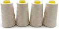 Tortoise 4 Cones of 3000 Yards Each Spool Thread for All Purpose, Serger, Overlock, Quilting, Sewing Machine - 100% Polyester, Light Cream