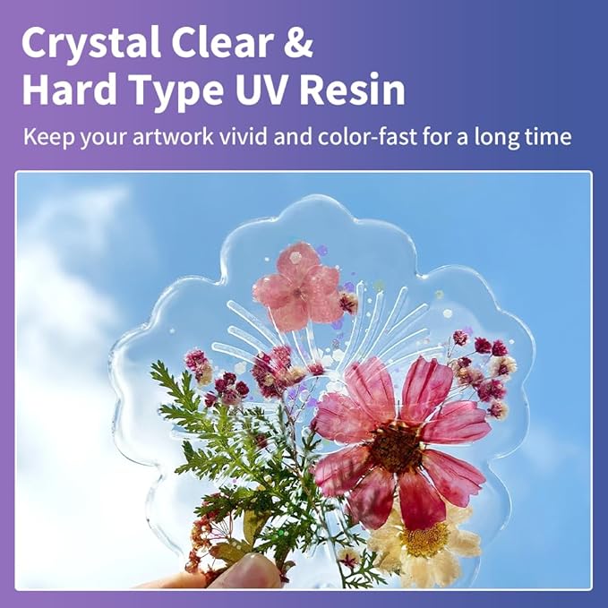 UV Resin 1000g, Hard Type Clear Beginner-Friendly Kit, Upgraded Formula & Crystal Clear for Jewlery Making, Art Craft, 250g*4 Resin UV Kit for Earring, Pendant, DIY