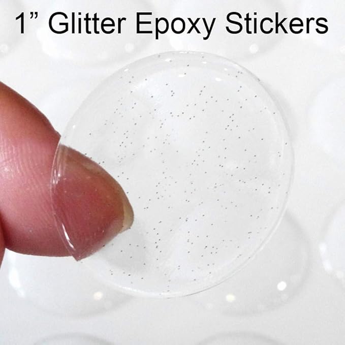 200-Piece Epoxy Resin Dome Stickers – Self-Adhesive Dots for DIY Crafts, Bottle Caps, Hair Bows, Scrapbooks, Jewelry & Pendants,1-Inch,Glitter