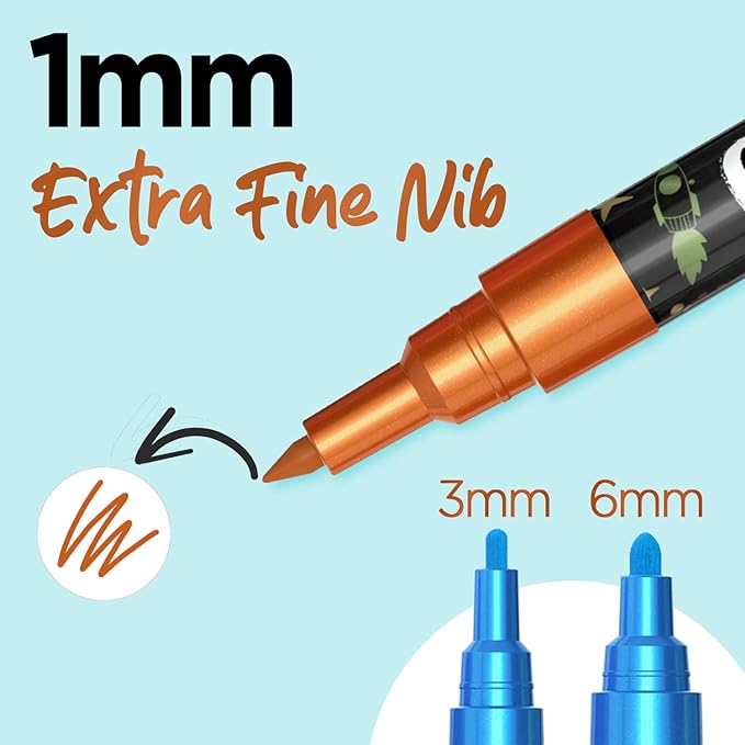 Chalkola Extra Fine Tip Metallic Chalk Markers (10 Pack, 1mm Point) - Liquid Chalk Pens for Chalkboard, Blackboard, Bistro Menu, Car Windows, Glass, Acrylic Board - Thin Erasable Wet Erase Paint Ink