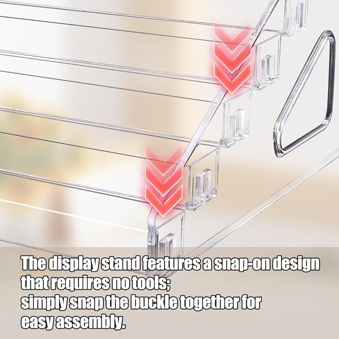Trading Card Display Stand, 7-Tier Greeting Card Display Stand, 12 in Acrylic Portable Versatile Display Rack Holder for Graded Cards, PSA Cards,Sports Cards, Business Cards (1 Pack)