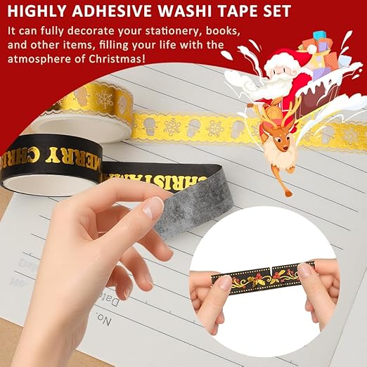 17 Rolls Christmas Washi Tape Set Holiday Washi Tape for Journaling Decorative Tapes Christmas Packing Tape Designs Journaling Kit for Women Gifts for Daughter Granddaughter Stocking Stuffer for Women