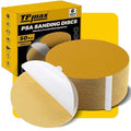6-Inch 320-Grit Gold PSA Sanding Discs, 50 Pack – Pro-Grade Self-Adhesive Stickyback Sandpaper with Quick-Release Tabs for DA Sander, Ultra-Fine Automotive/Wood/Metal Sanding