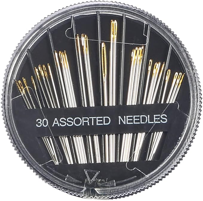 Eketirry Premium Hand Sewing Needles，4 Pack 30-Count Assorted Needles for Sewing Repair, 6 Different Sizes Sewing Needles with 2 Threaders (Black,4)