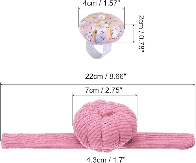 PATIKIL Wrist Pumpkin Pin Cushion, Snap Pin Cushion with Elastic Strap Ring Portable Embroidery Needle Pin Storage for Hand Craft Knitting, Light Pink