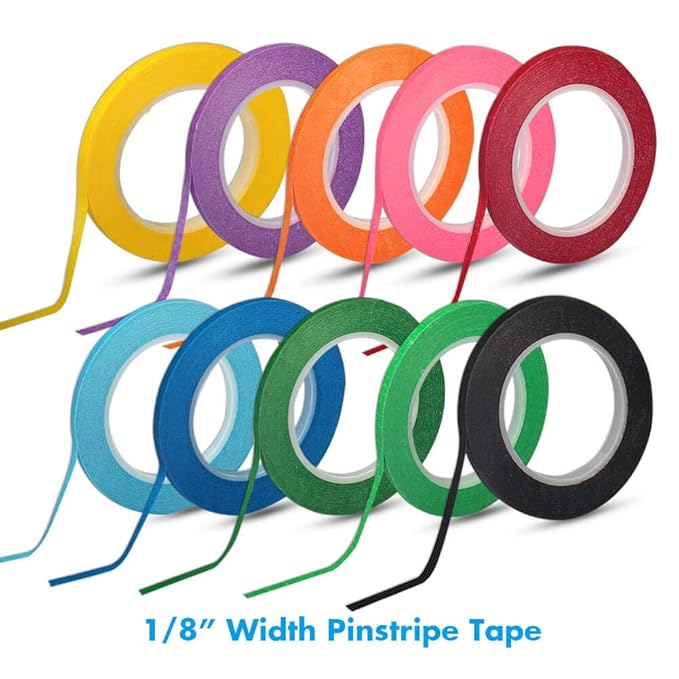 selizo 10 Rolls 1/8” Whiteboard Pinstripe Tape Dry Erase Board Tape Line Thin Striping Graphic Chart Art Tape Grid Lining Tape for White Board, 10 Colors