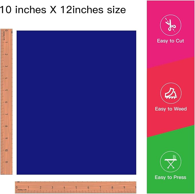 JANDJPACKAGING Royal Blue Heat Transfer Vinyl for T Shirts - 10 Pack Blue HTV Vinyl 12"x10" for Garments Bags and Other Fabrics