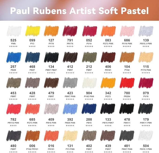 Paul Rubens Professional Soft Pastels, 40 Portrait Colors Chalk Pastels Vibrant Smooth and High Adhesion for Painting, Drawing, Blending, Crafting, Ideal Art Supplies for Artists, Beginners
