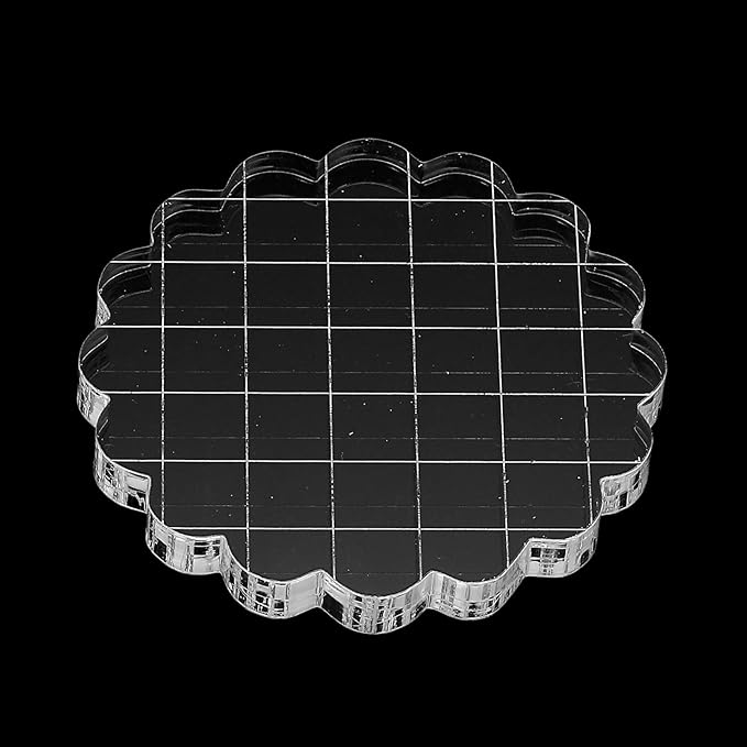 PATIKIL 2.8" Acrylic Stamp Block, 6Pcs Clear Stamping Block with Grid Lines Decorative Mounting Blocks Round for Scrapbooking DIY Crafts Card Making