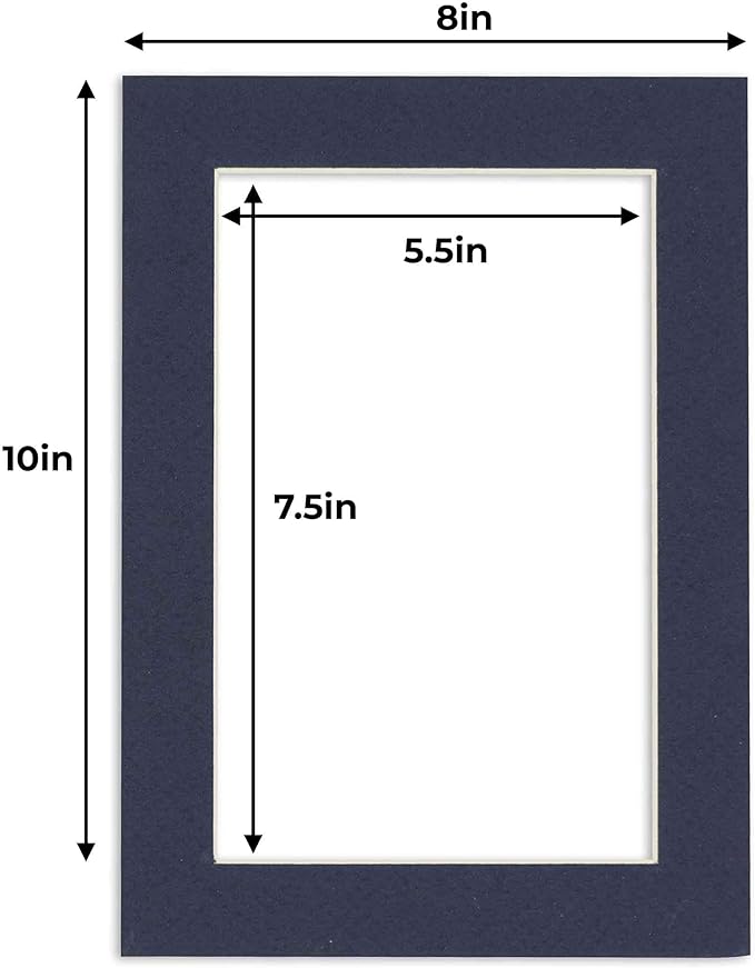 6x8 Mat for 8x10 Frame - Precut Mat Board Acid-Free Show Kit with Backing Board, and Clear Bags Navy 6x8 Photo Matte Made to Fit a 8x10 Picture Frame Matboard for Framing, Pack of 1 Mat