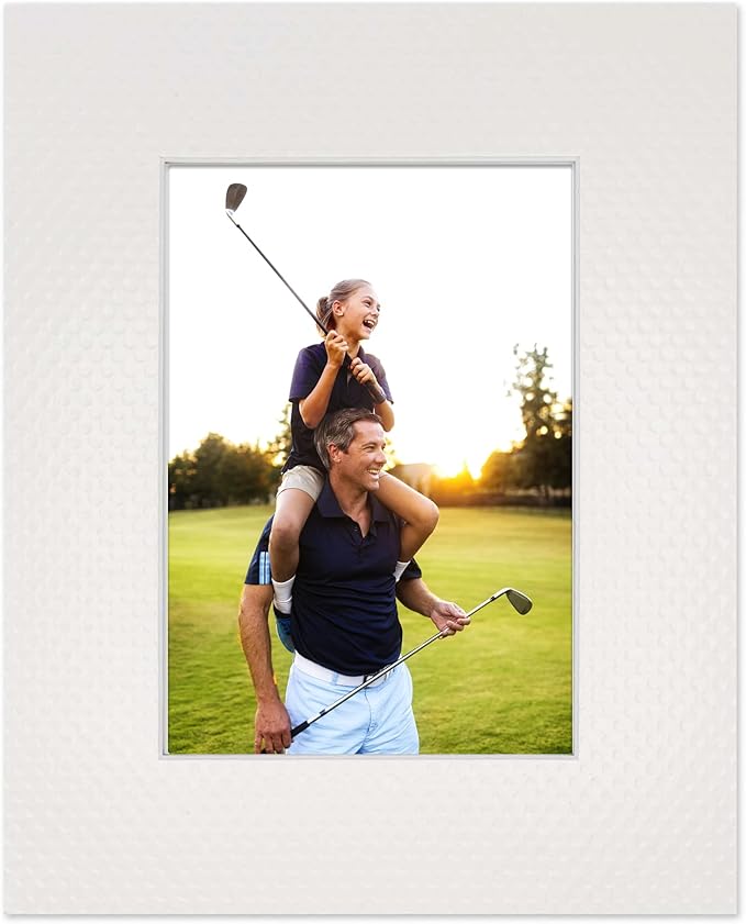 Pack of 25 Acid Free 11x14 Mats Bevel Cut for 8.5x11 Photos - Golf Ball Texture Precut Matboards With Backing Boards and Clear Photo Mat Bags For Pictures, Photos, Framing - 4-ply Thickness