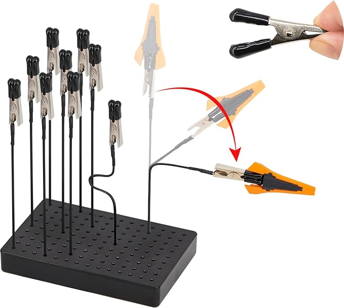 Model Painting Stand Base Holder and 10PCS Bendable Alligator Clip Sticks Set with Lager Clips,Miniature Model Holder for Painting, Airbrush Hobby Tools Accessories Holder Stand