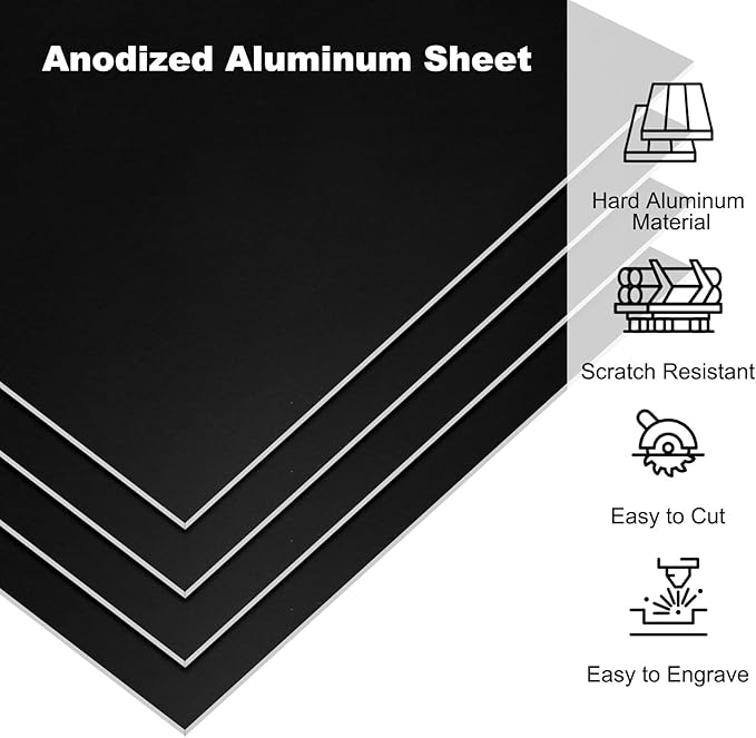 PATIKIL 7x5x1/32inch Anodized Aluminum Sheet, 10Pcs Metal Rectangle Aluminum Plate 0.8mm Thick Engraving Blanks for Laser Engraving DIY Decorative Crafting Home Decoration, Black