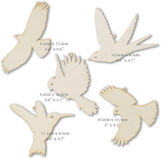Summer-Ray 20 Wooden Flying Bird Laser Cutout DIY Craft Home Decoration Art Embellishment Room Decoration