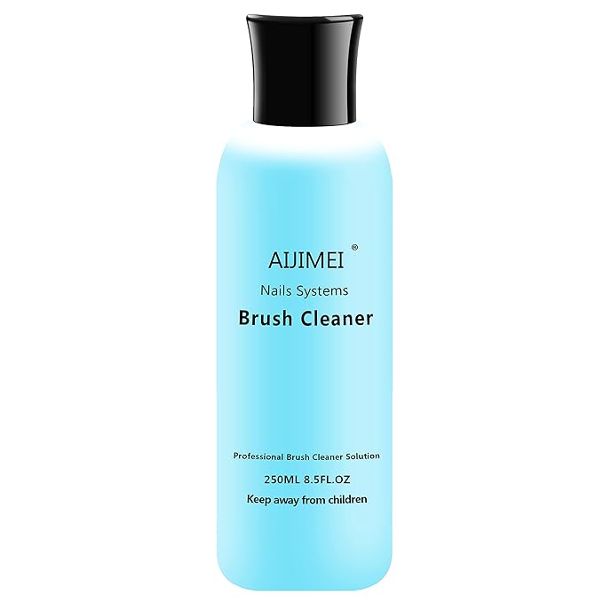 Aijimei Acrylic Nail Brush Cleaner - Liquid Paint Brush Cleaner for Nails Artists (250ml/8.5 FL.OZ)