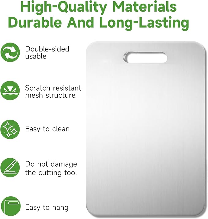 Katuchef Titanium Cutting Board - New Upgrade 100% Pure Titanium Cutting Boards for Kitchen Double Sided Non Toxic Cutting Board,Hygiene Durable Dishwasher Safe Chopping Board(1PC-XL:18.11IN*11.81IN)