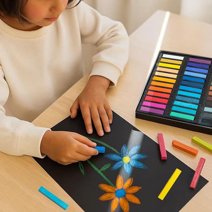 Soft Pastels Set, Square Chalk Pastel Sticks, Assorted Colors for Artists, Students & Beginners, Drawing, Coloring, Sketching, Shading, Blending & Layering (36 Colors)