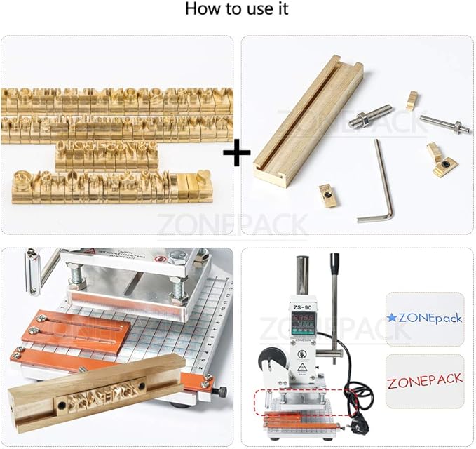 ZONEPACK Copper Brass Stamping Flexible Alphabet Number Symbol Character Stamp Mold Letter Positioning Plate DIY for Hot Foil Stamping Machine (26PCS Lowercase Times New Roman)
