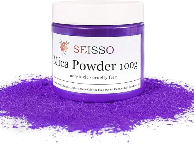 Purple Mica Powder for Epoxy Resin 3.5 oz /100g Powdered Pigment for Soap Colorant Bath Bomb Dye, Cosmetic Grade for Lip Gloss, Acrylic Nails Polish, Craft Projects